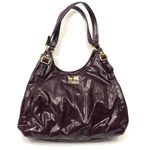 Coach Plum Gold Madison Patent Leather Maggie Hobo